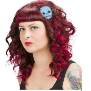 Aqua Blue Glitter Skull Hair Clips, Set of 2